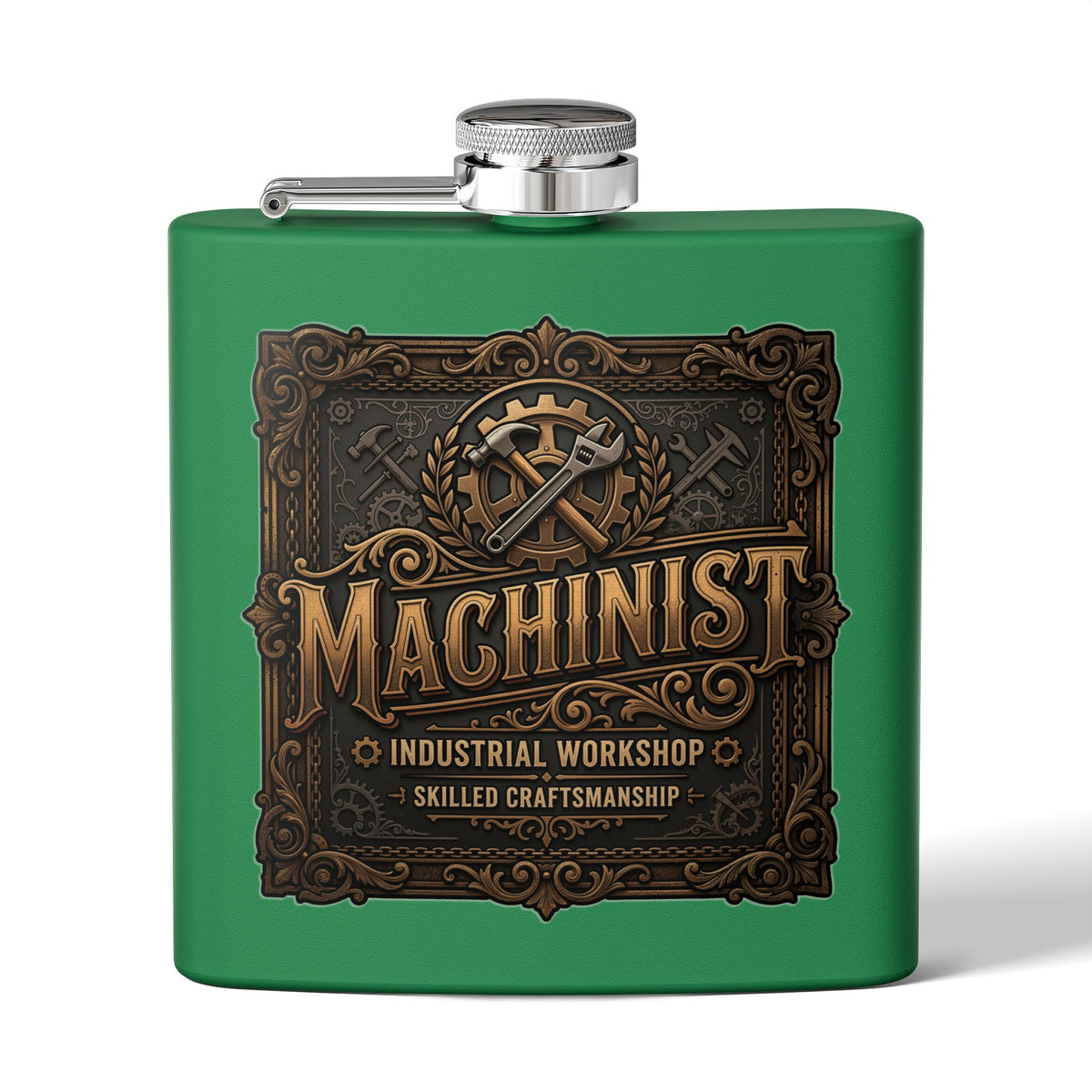 Machinist Flask — 6oz Stainless Steel Industrial Workshop Hip Flask - DCA0426