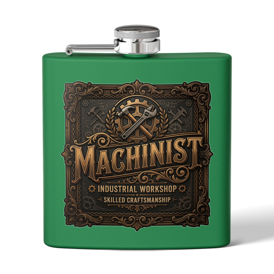Machinist Flask — 6oz Stainless Steel Industrial Workshop Hip Flask - DCA0426