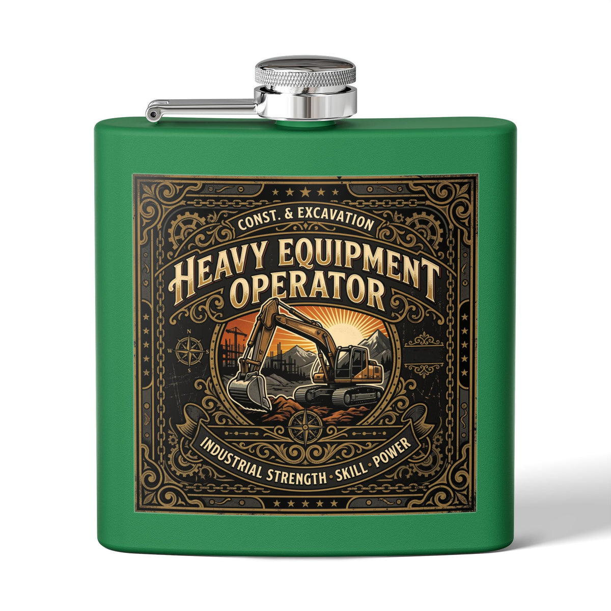 Heavy Equipment Operator Flask — 6oz Stainless Steel Hip Flask - DCA0422