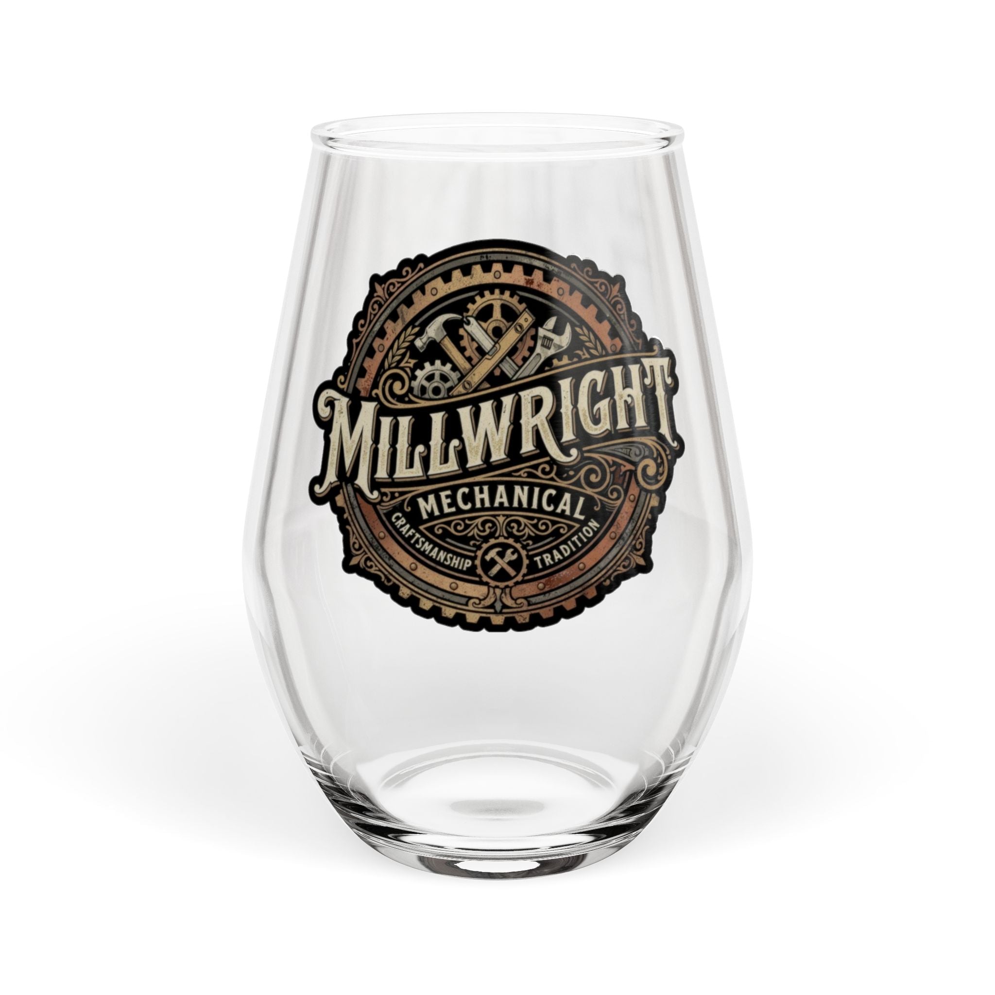 Millwright Mechanical Logo Stemless Wine Glass – 11.75 oz - DCA0343