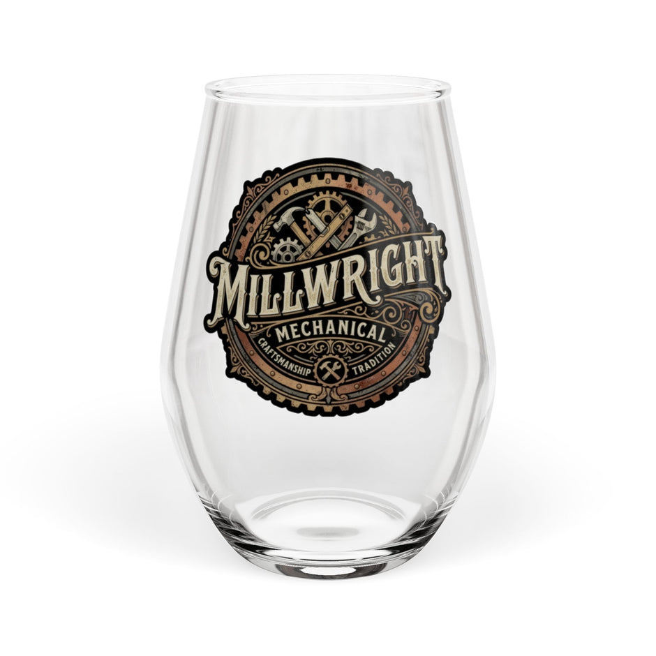 Millwright Mechanical Logo Stemless Wine Glass – 11.75 oz - DCA0343