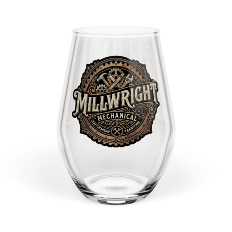 Millwright Mechanical Logo Stemless Wine Glass – 11.75 oz - DCA0343
