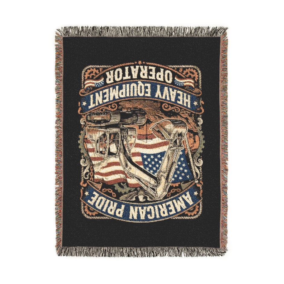 Heavy Equipment Operator Woven Blanket — American Pride Flag Design