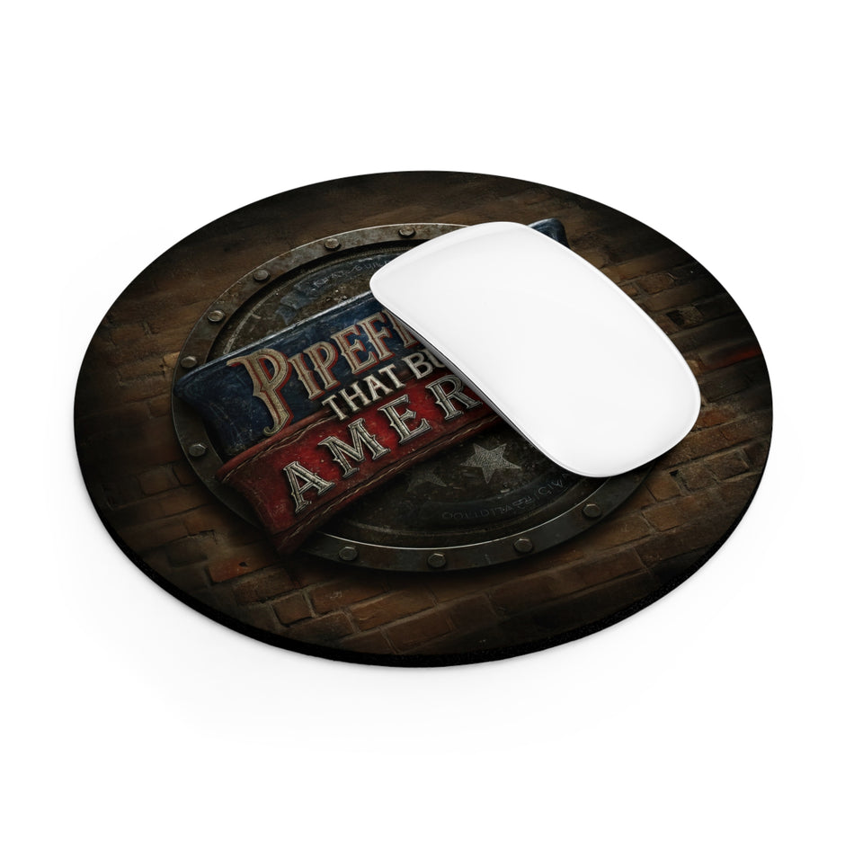 Pipefitters That Build America Round Mouse Pad