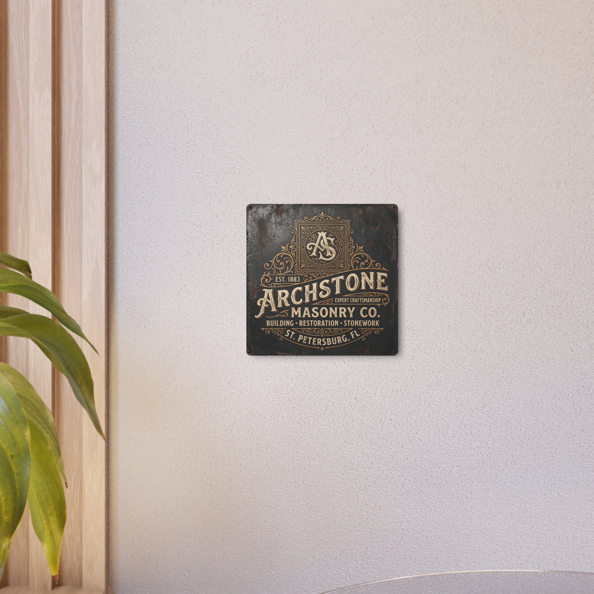Mason - Archstone Masonry Co. Metal Sign – Vintage Industrial Masonry Plaque - DCA0436