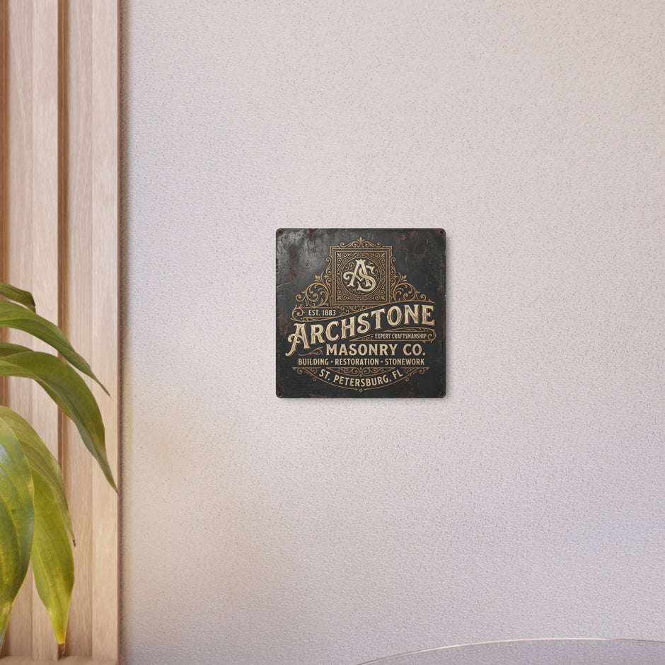 Mason - Archstone Masonry Co. Metal Sign – Vintage Industrial Masonry Plaque - DCA0436