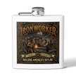 Ironworker Flask — 'Ironworker: Building America's Skyline' Stainless Steel 6oz Hip Flask - DCA0424