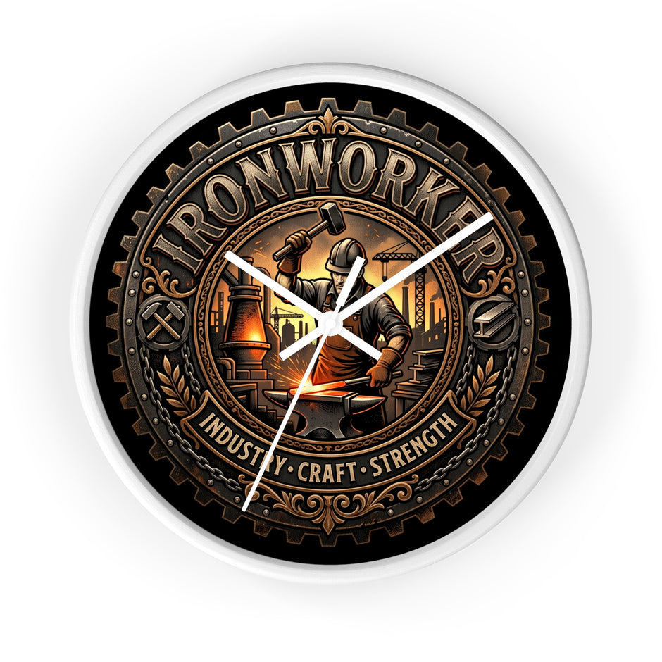 Ironworker Wall Clock — Vintage Industrial Forge Design (Industry • Craft • Strength) - DCA0388