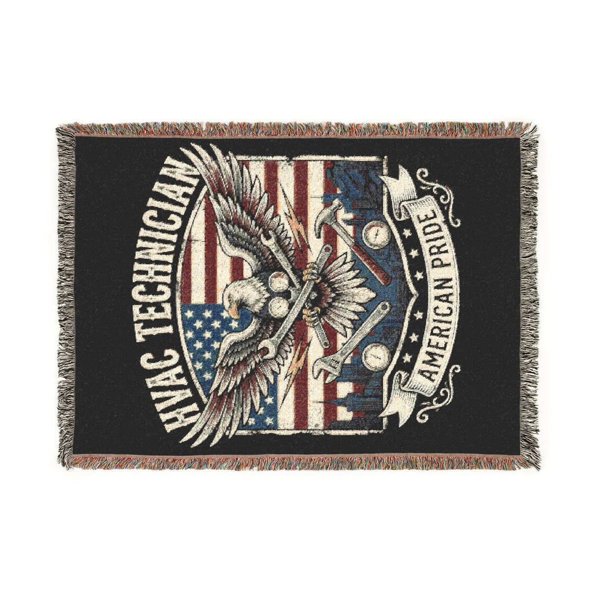 HVAC Technician Woven Blanket – American Tech Emblem Throw