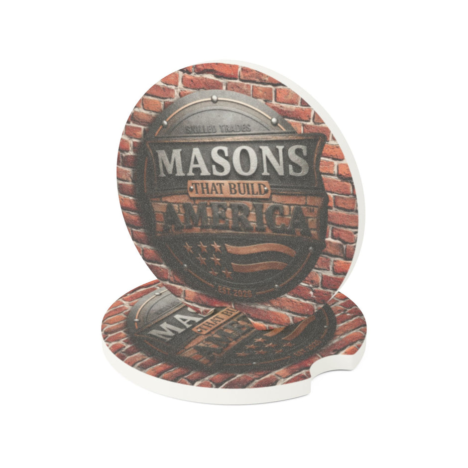 Masons That Build America-Brick Wall Design - Soapstone Car Coaster- DCA142