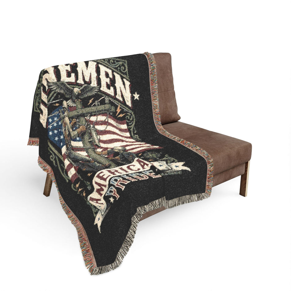 Linemen Woven Blanket — American Pride Patriotic Flag Throw