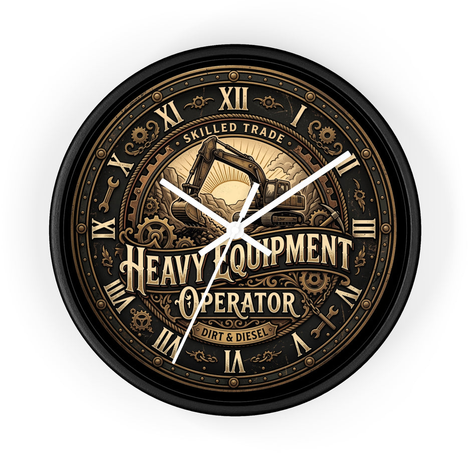 Heavy Equipment Operator Wall Clock — Vintage Excavator Garage & Workshop Decor - DCA0386