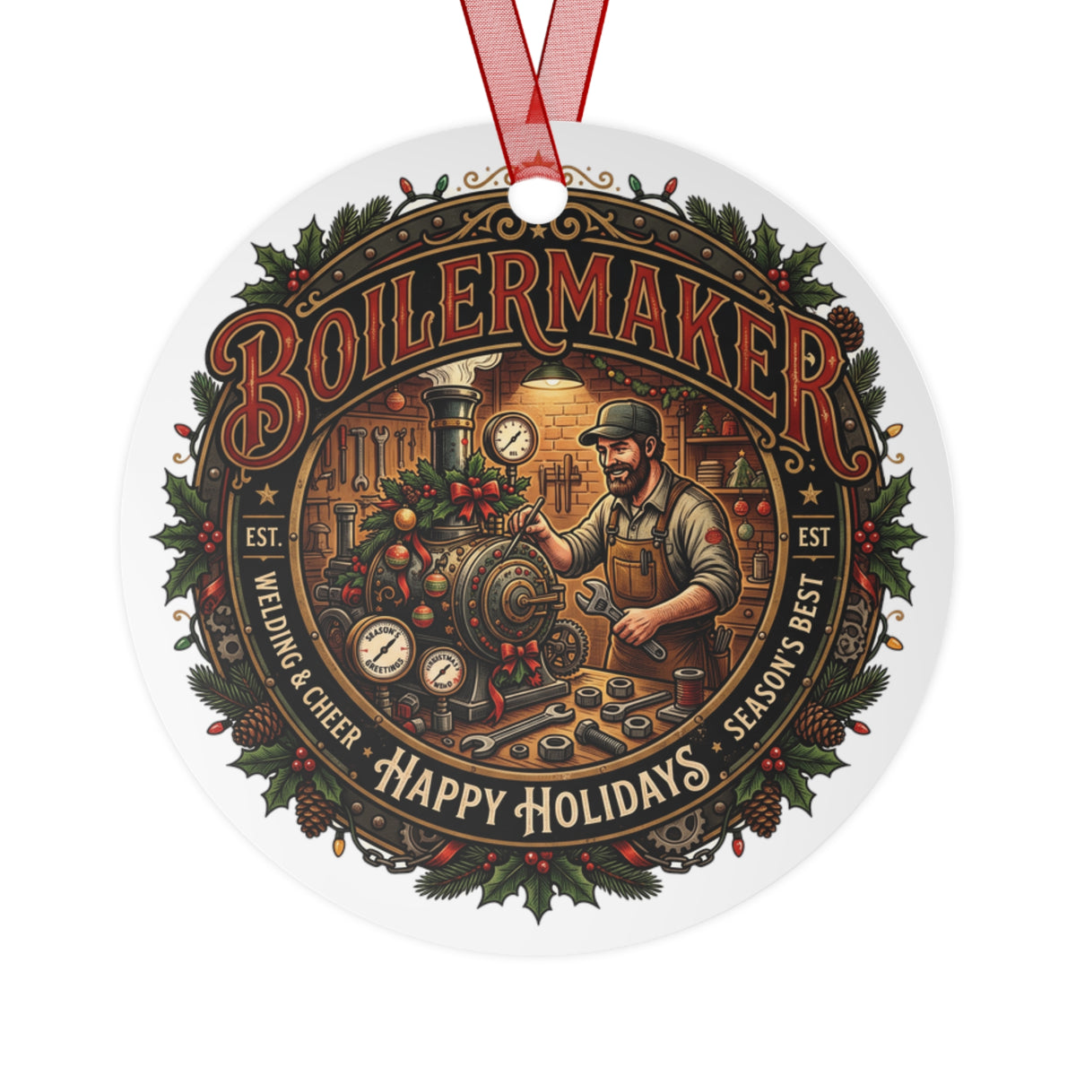 Boilermaker Metal Ornament — 'Precision Craft, Forging the Future' Industrial Keepsake - DCA0402