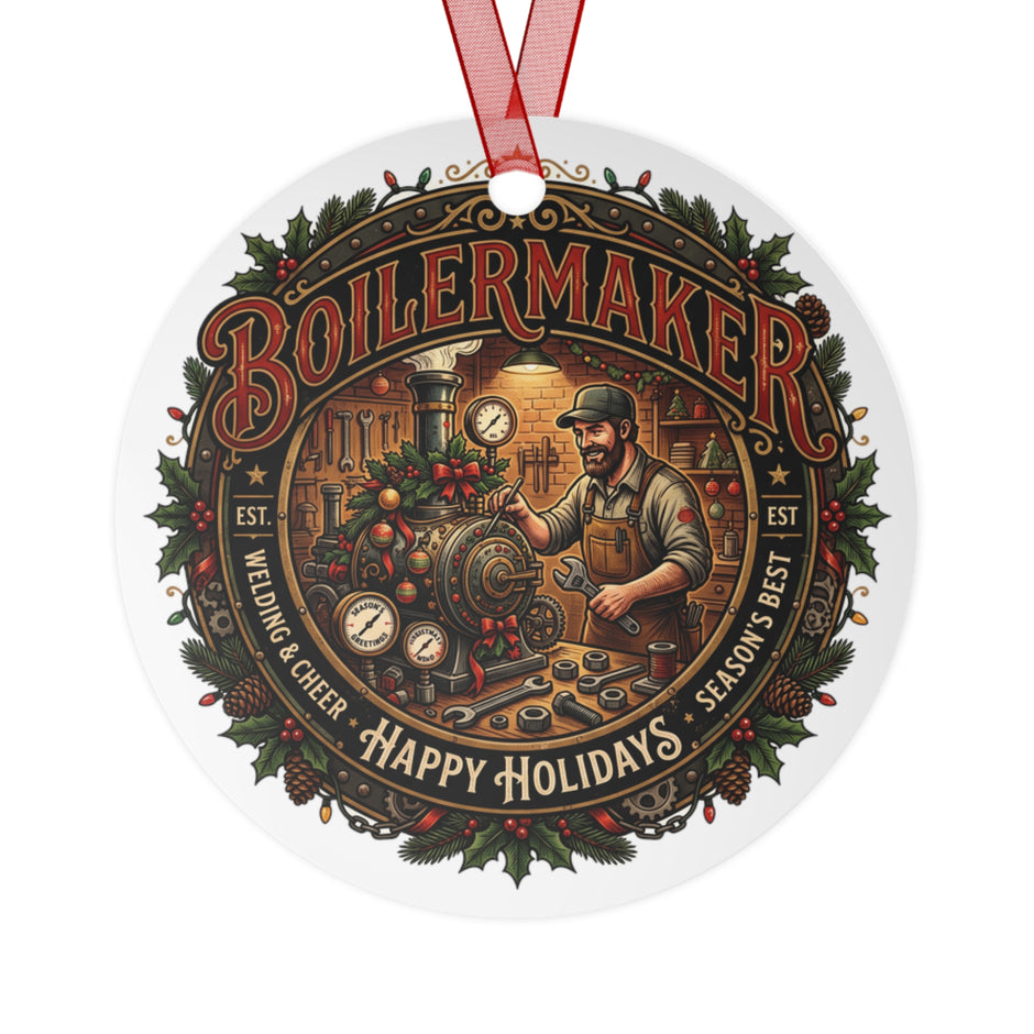 Boilermaker Metal Ornament — 'Precision Craft, Forging the Future' Industrial Keepsake - DCA0402