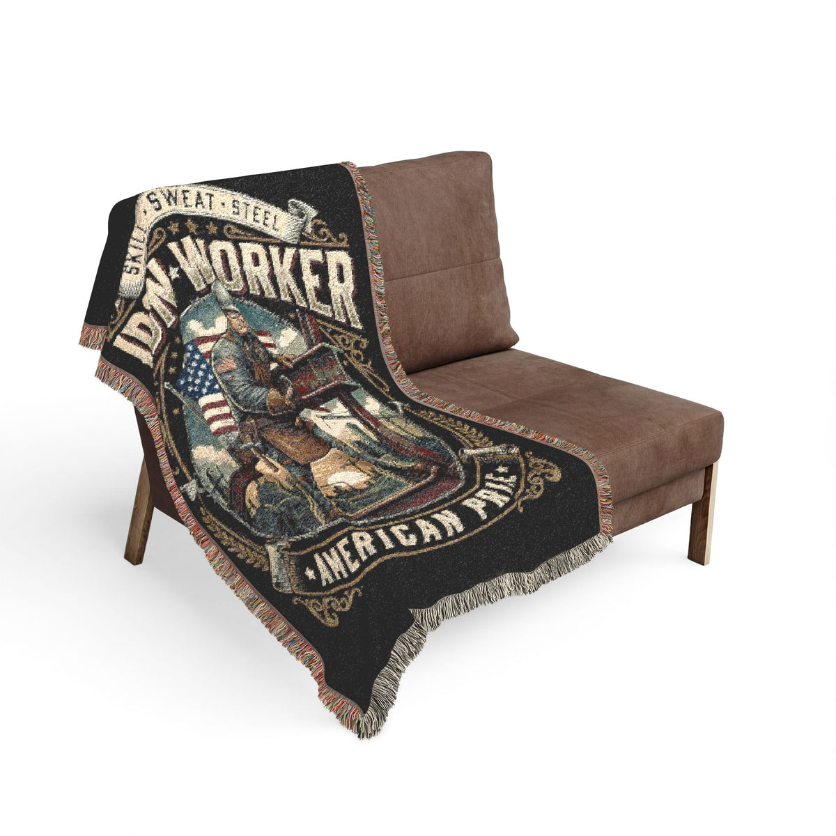 Iron Worker Woven Blanket – American Strong Patriotic Throw