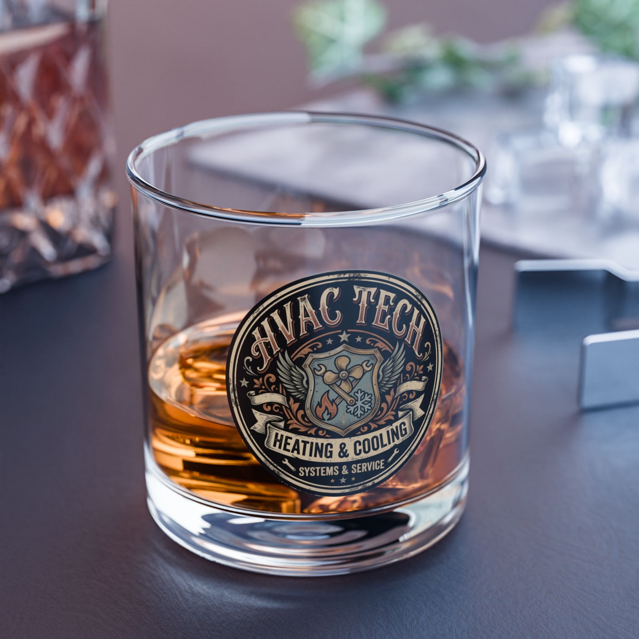HVAC Tech Heating & Cooling 10oz Rocks Glass – Vintage Trade Emblem - HVAC Tech - DCA0200