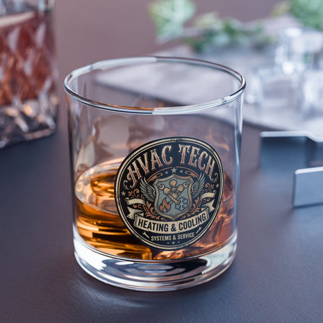 HVAC Tech Heating & Cooling 10oz Rocks Glass – Vintage Trade Emblem - HVAC Tech - DCA0200