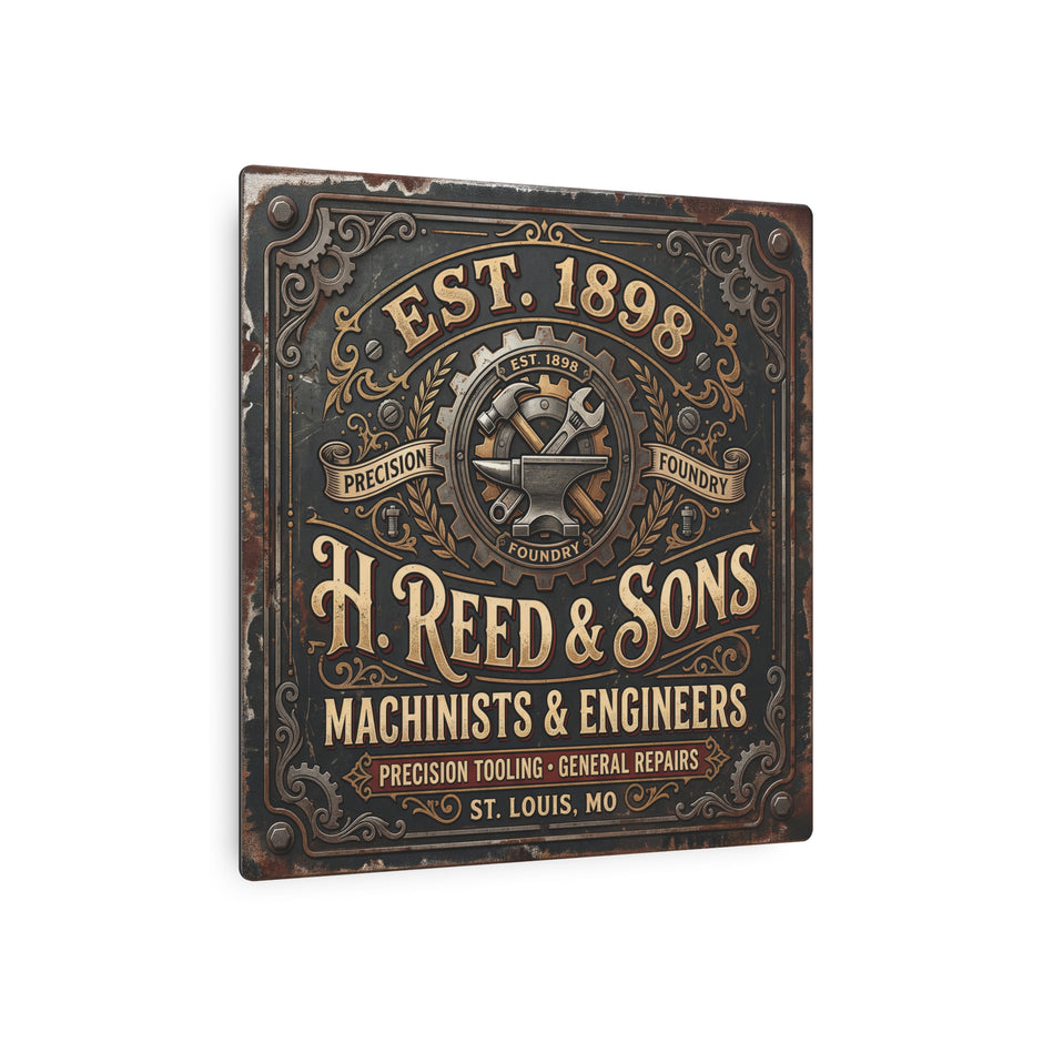 Machinist Metal Sign - H. Reed & Sons Vintage Machinists & Engineers Wall Art (Est. 1898) - DCA0435