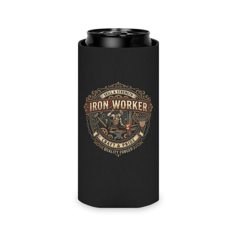Iron Worker: Skill & Strength- Vintage Trade Logo Can Cooler - DCA0291