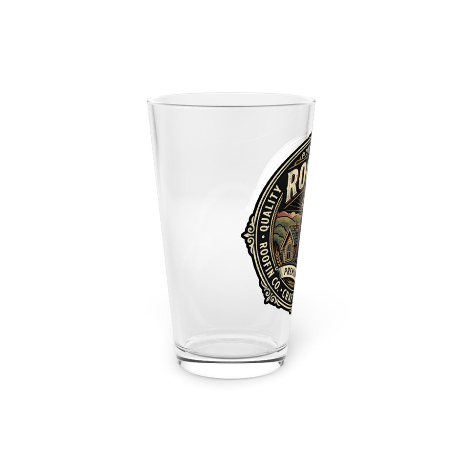 Roofer Vintage Emblem Pint Glass — 16oz Craftsman Beer Glass - DCA0189