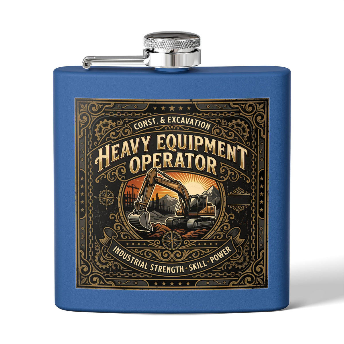 Heavy Equipment Operator Flask — 6oz Stainless Steel Hip Flask - DCA0422