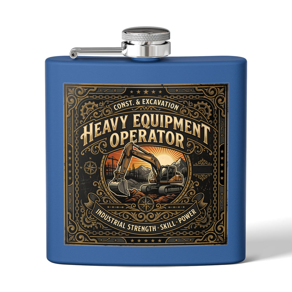 Heavy Equipment Operator Flask — 6oz Stainless Steel Hip Flask - DCA0422