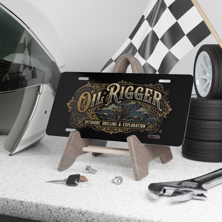 Oil Rigger Vanity Plate — Offshore Drilling & Exploration Metal License Tag - DCA324