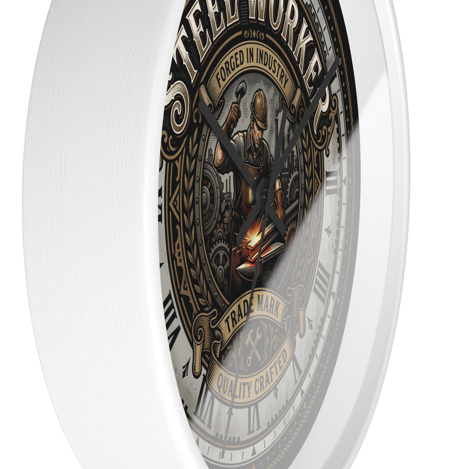 Steel Worker Wall Clock — Vintage Industrial Forge Clock - DCA0400