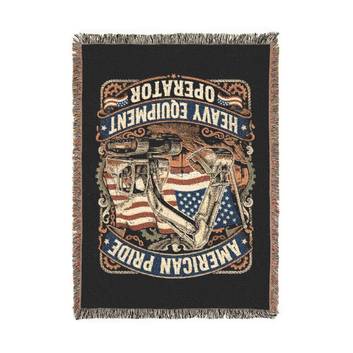 Heavy Equipment Operator Woven Blanket — American Pride Flag Design