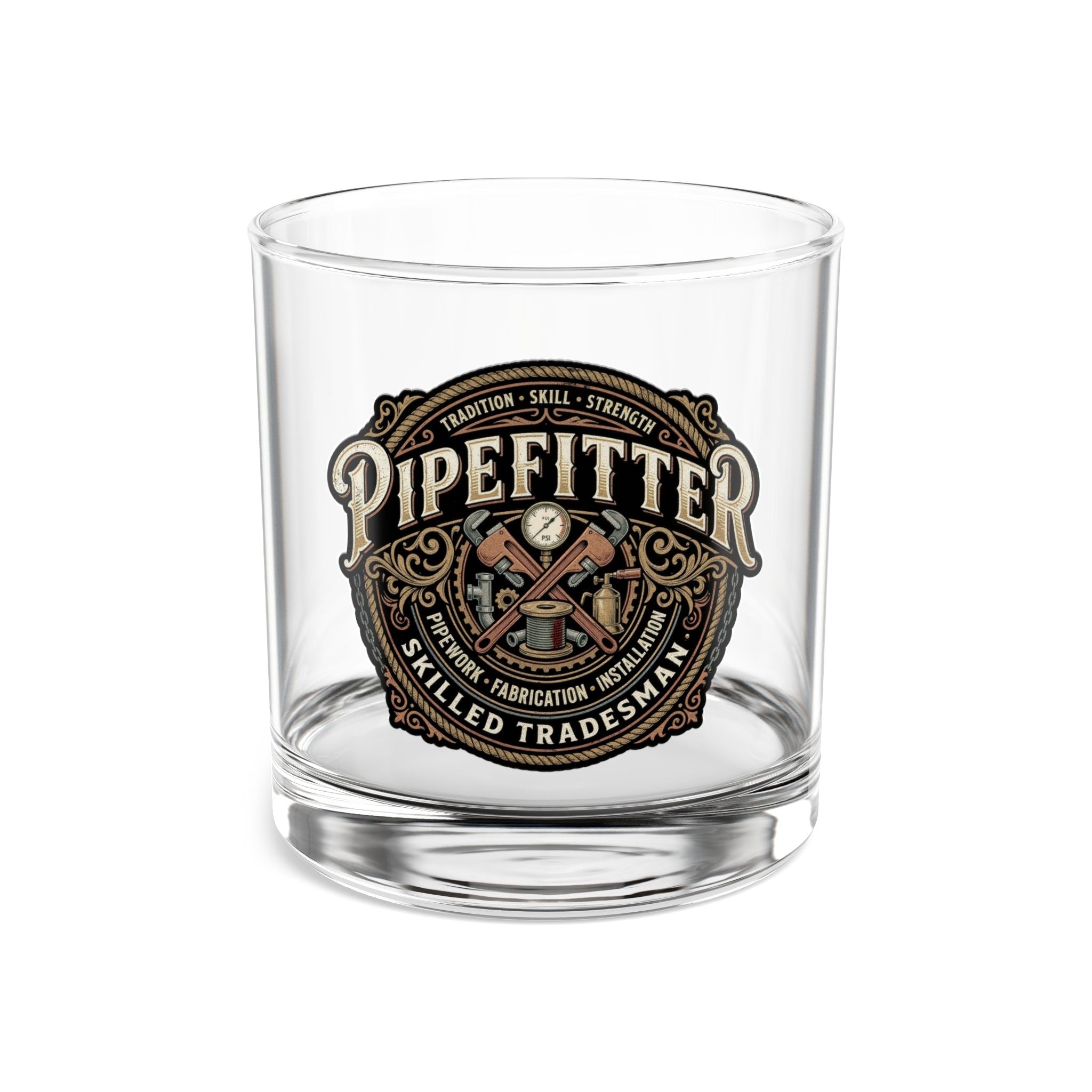 Pipefitter Rocks Glass – 10 oz Skilled Tradesman Whiskey Glass - DCA206