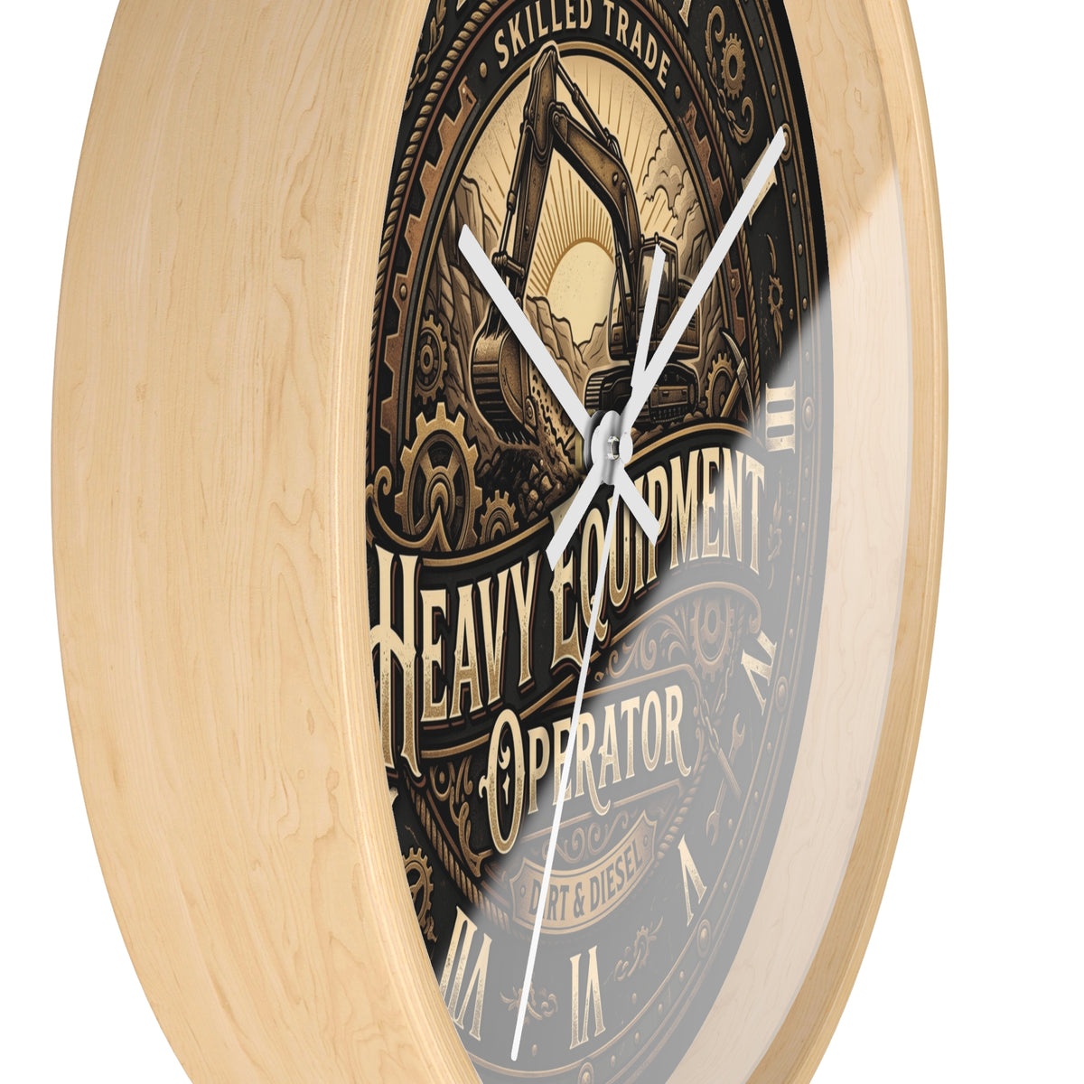 Heavy Equipment Operator Wall Clock — Vintage Excavator Garage & Workshop Decor - DCA0386