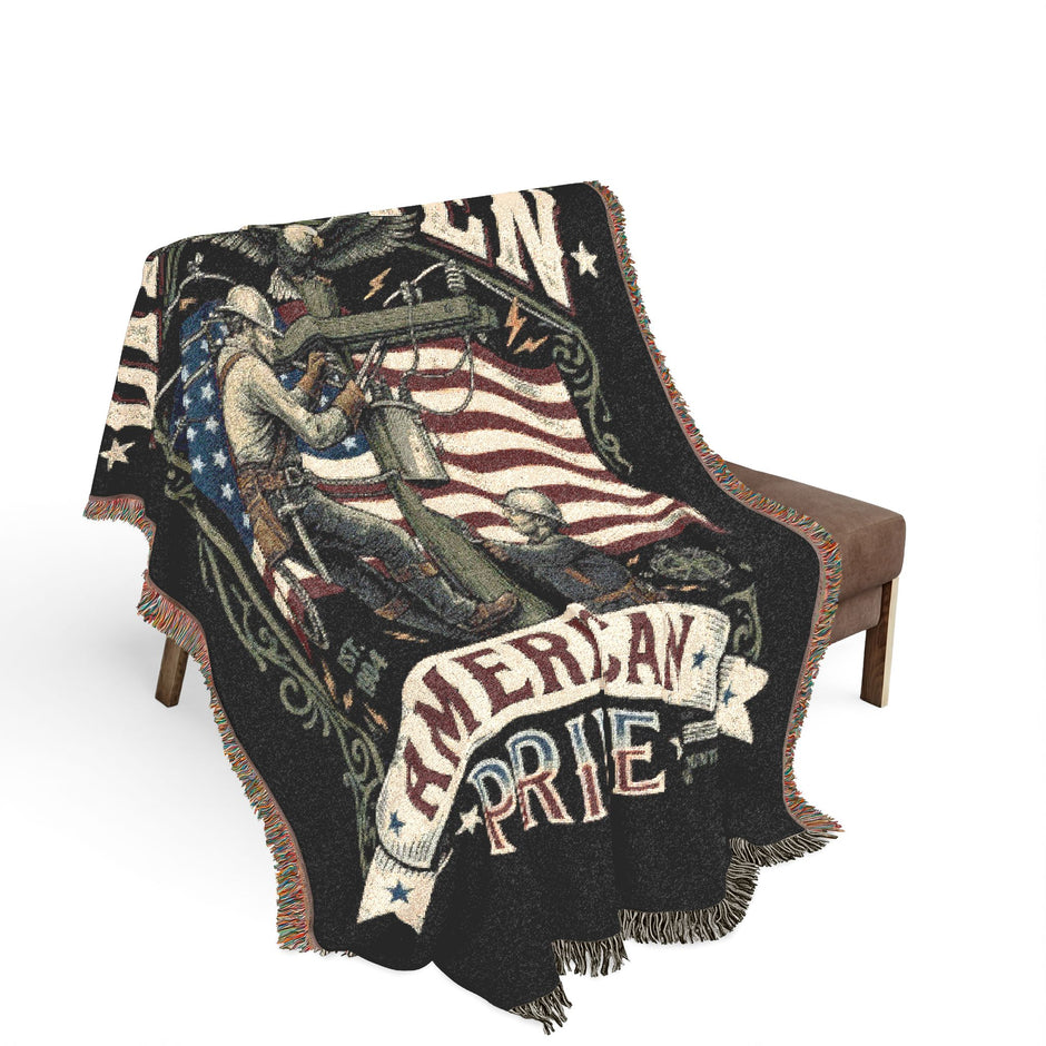 Linemen Woven Blanket — American Pride Patriotic Flag Throw
