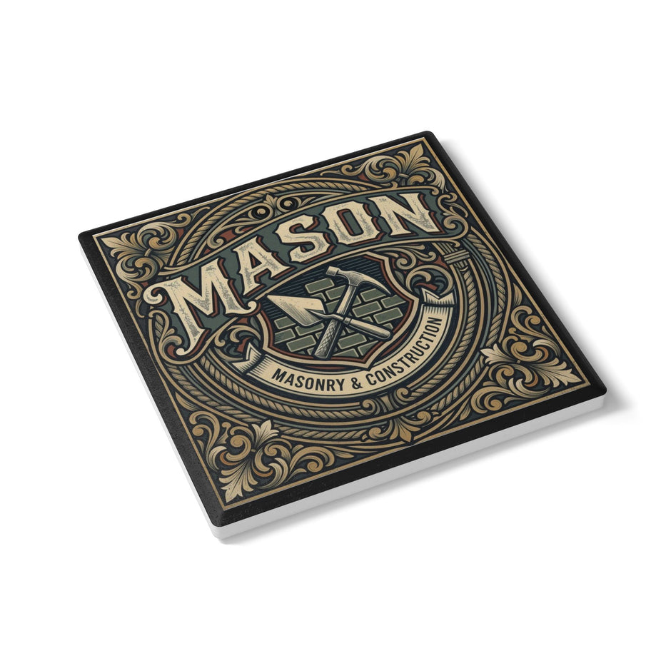 Mason & Construction Ceramic Coaster — Vintage Tradesman Gift - DCA0233