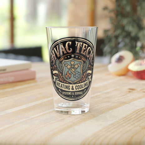 HVAC Tech Pint Glass 16oz — Heating & Cooling Logo Beer Glass - DCA0150