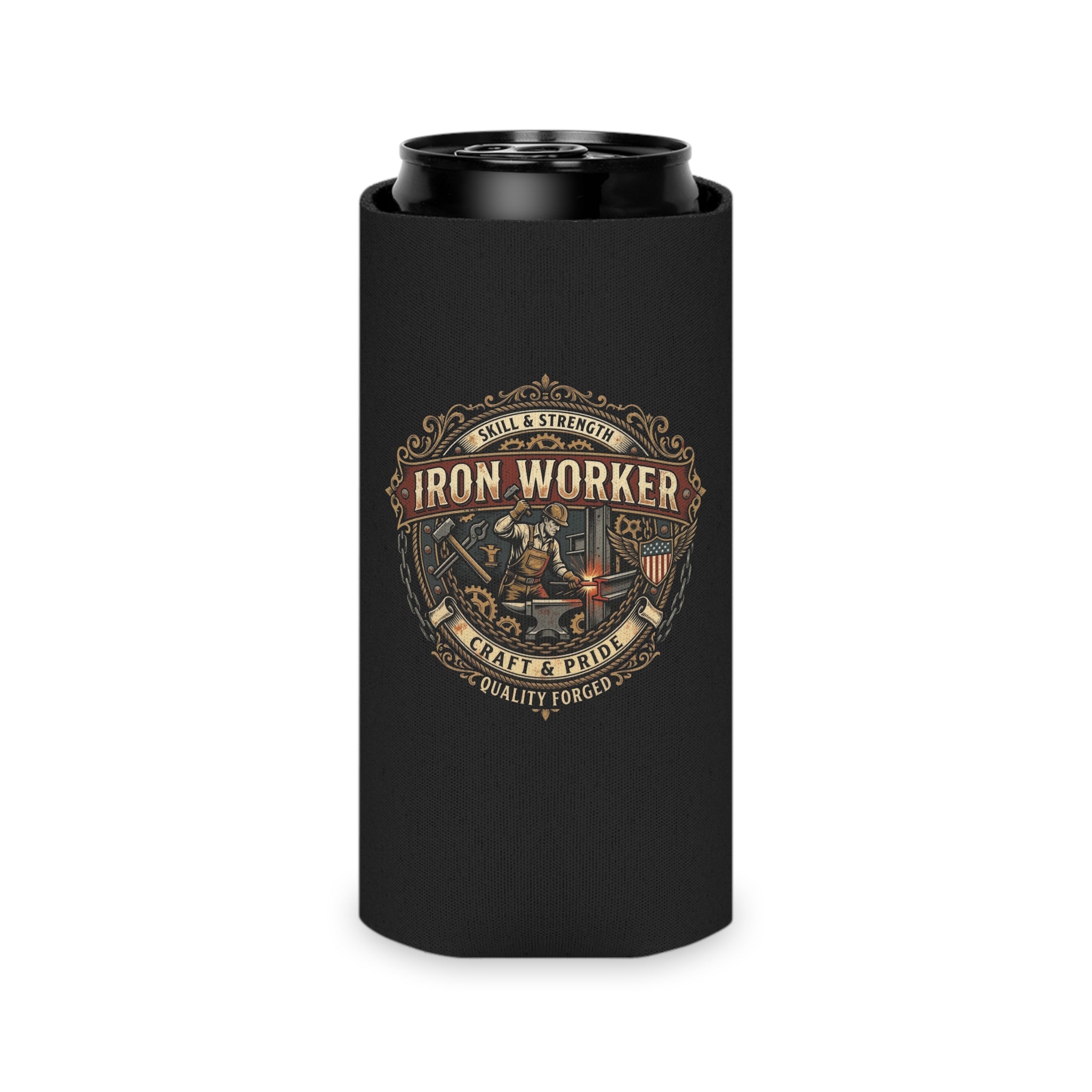 Iron Worker: Skill & Strength- Vintage Trade Logo Can Cooler - DCA0291