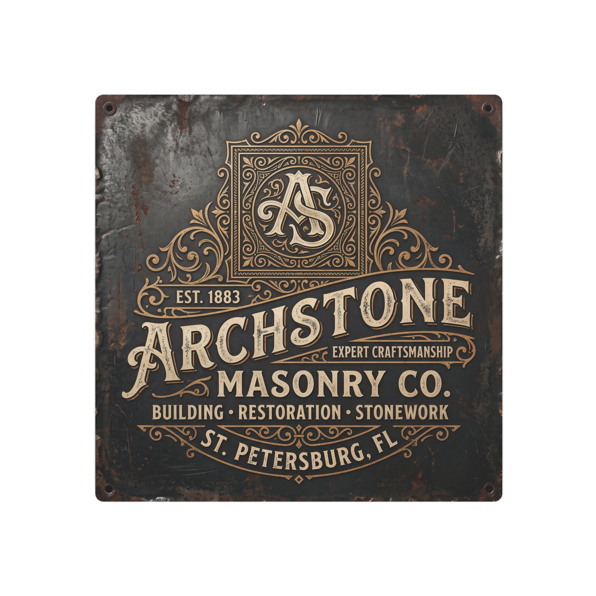 Mason - Archstone Masonry Co. Metal Sign – Vintage Industrial Masonry Plaque - DCA0436