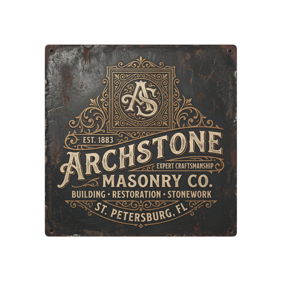 Mason - Archstone Masonry Co. Metal Sign – Vintage Industrial Masonry Plaque - DCA0436