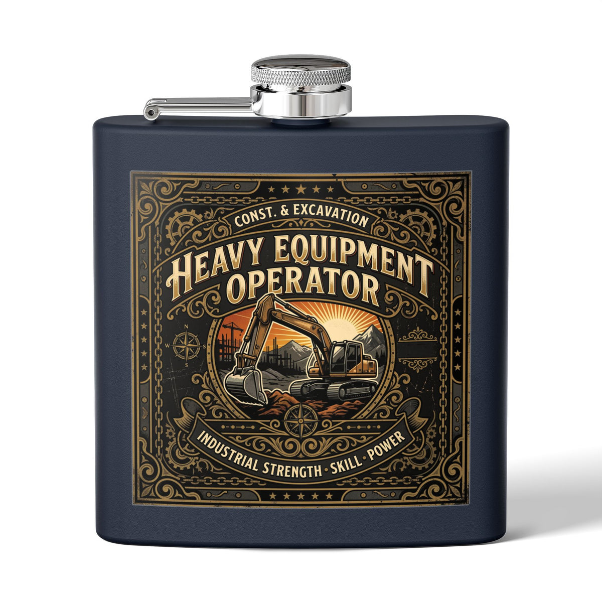 Heavy Equipment Operator Flask — 6oz Stainless Steel Hip Flask - DCA0422
