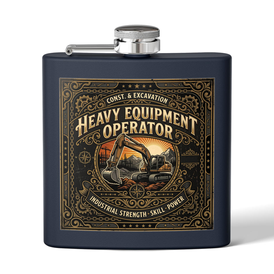 Heavy Equipment Operator Flask — 6oz Stainless Steel Hip Flask - DCA0422