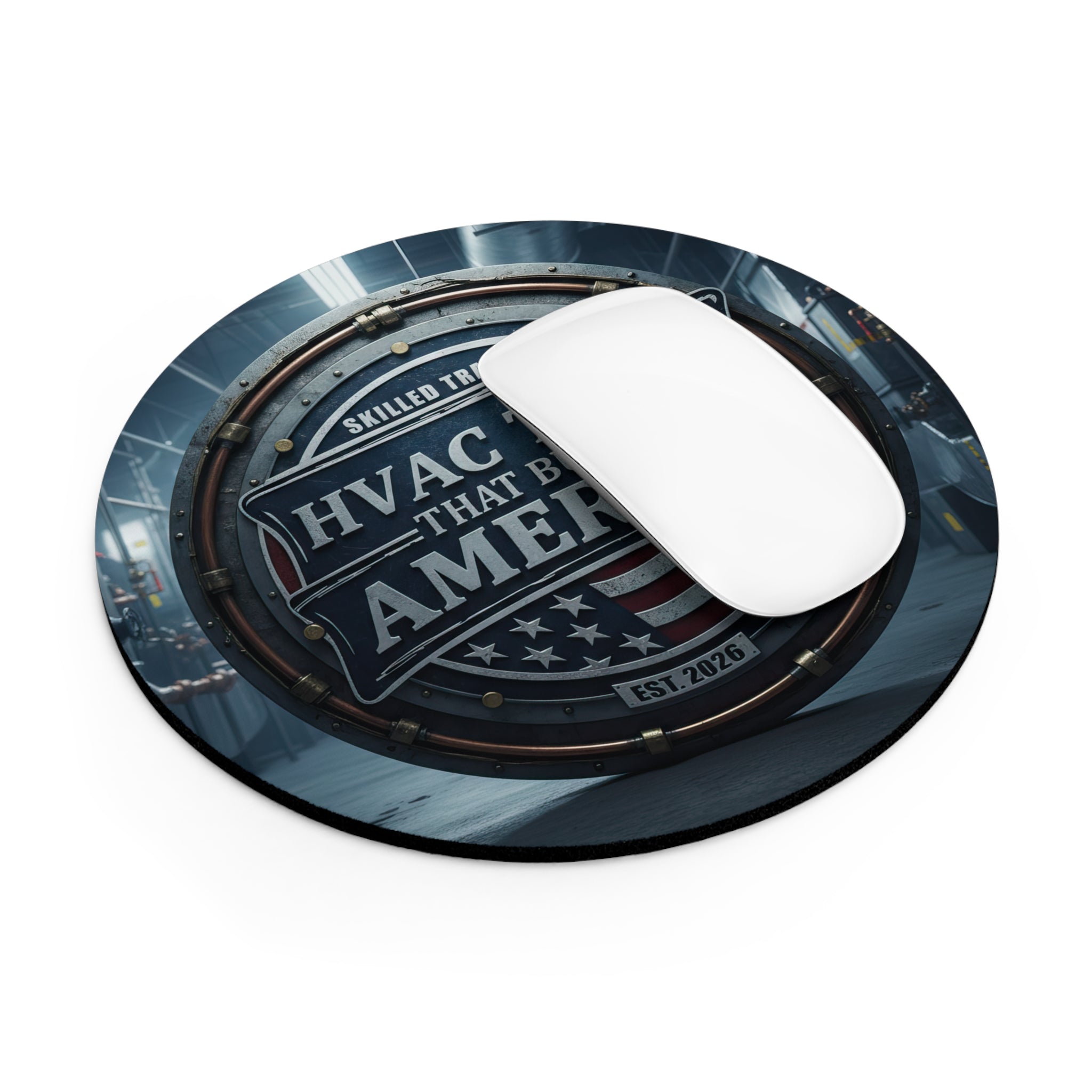 HVAC Techs That Build America Round Mouse Pad MP1019