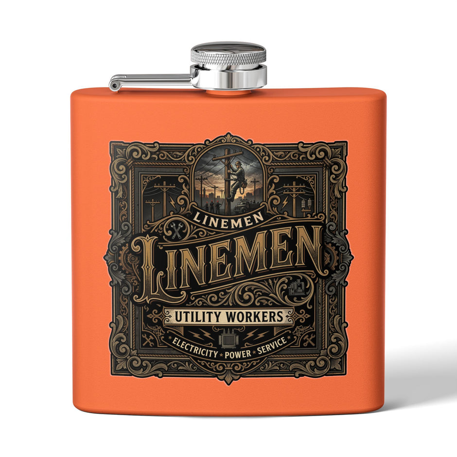 Linemen Utility Workers 6oz Stainless Steel Flask — Vintage Electrician Tribute - DCA0425