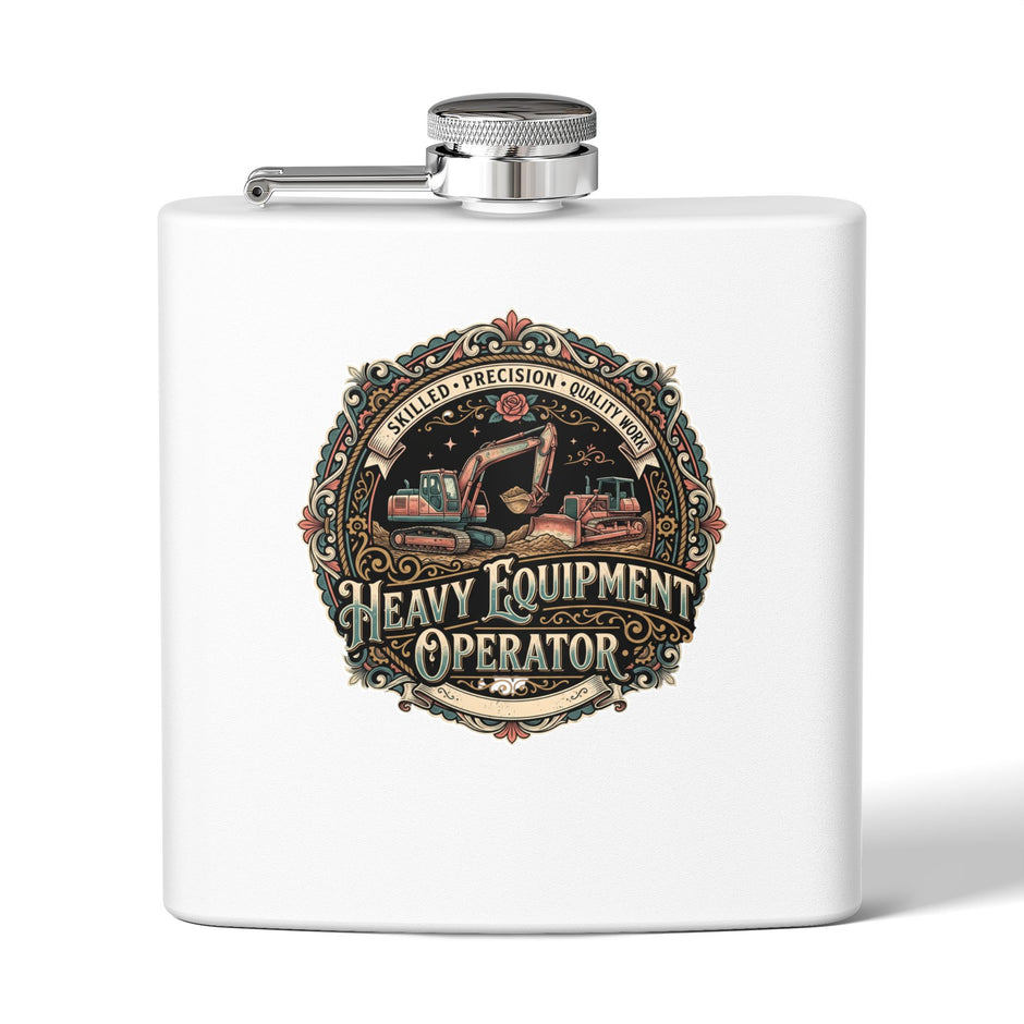 Heavy Equipment Operator Stainless Steel Flask — 6oz (Skilled Trades Woman Gift)