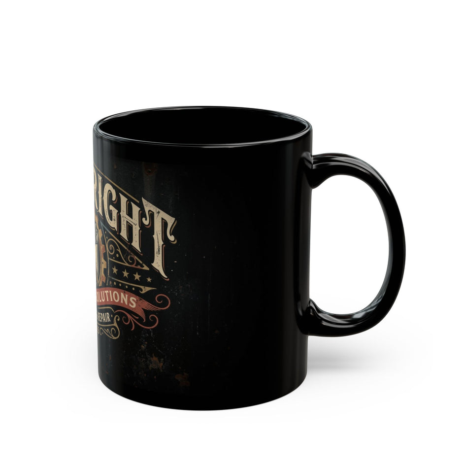 Millwright Industrial Logo Black Coffee Mug – Maintenance & Repair Tool Emblem (11oz/15oz) - DCA0280