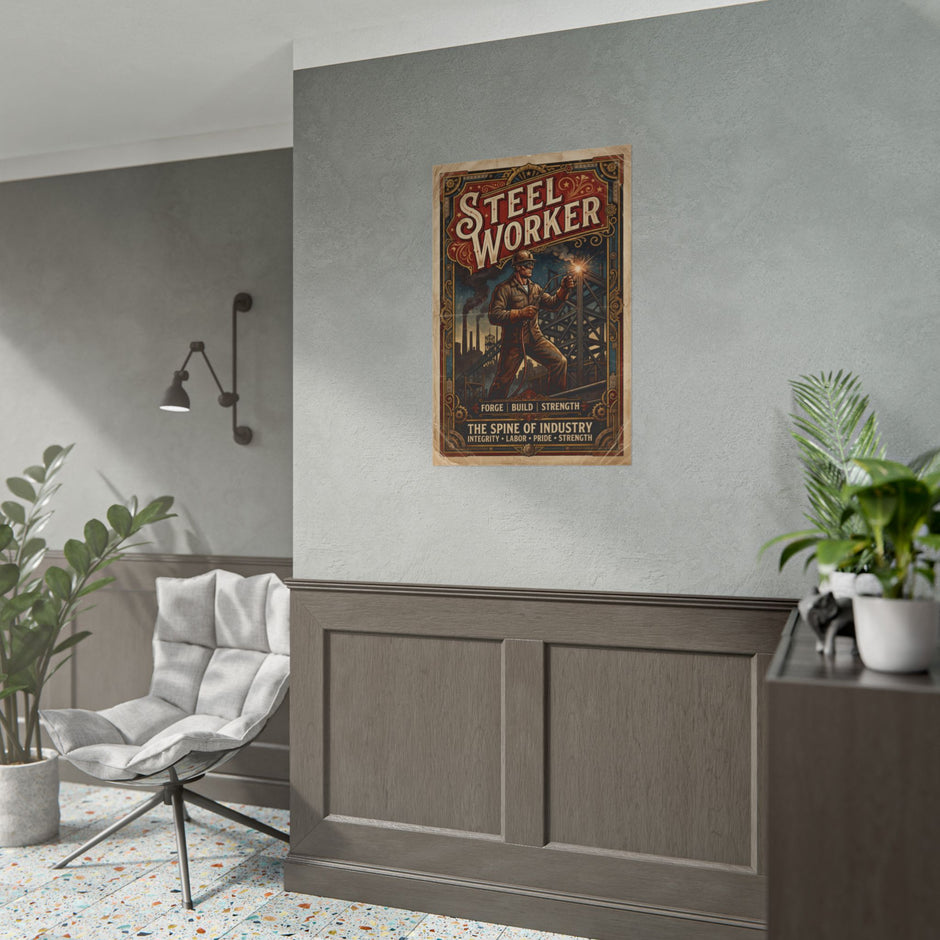 Steelworker Rolled Poster — Vintage Industrial Labor Art Print - DCA0381
