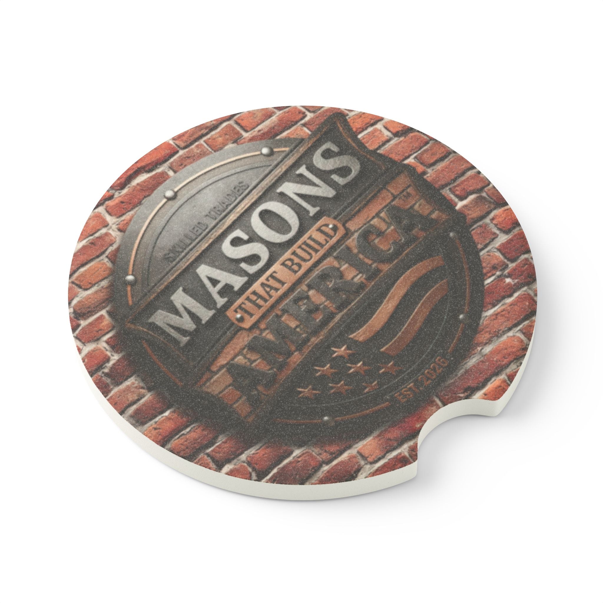 Masons That Build America-Brick Wall Design - Soapstone Car Coaster- DCA142
