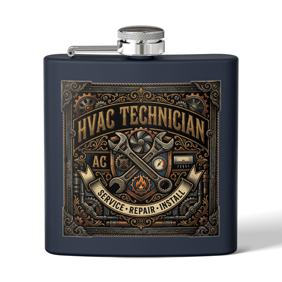 HVAC Technician 6oz Stainless Steel Flask — Service • Repair • Install Gift - DCA0423