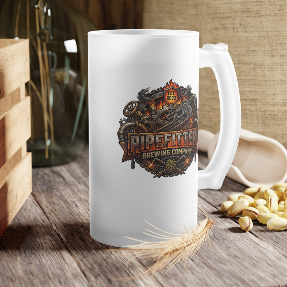 Pipefitter Trade 16 oz Frosted Glass Beer Mug - DCA0518