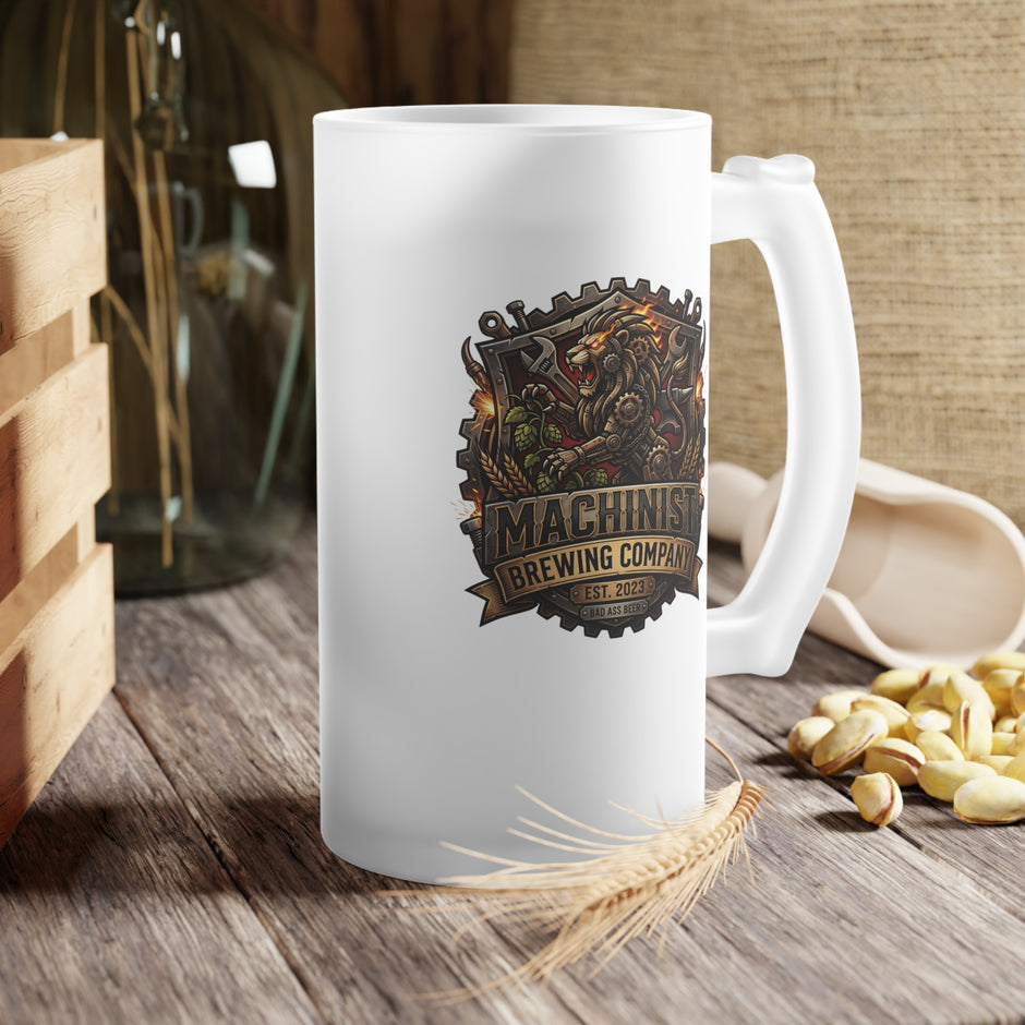 Machinist Crest Frosted Beer Mug — Vintage Trade Brew Stein (16 oz) - DCA0512