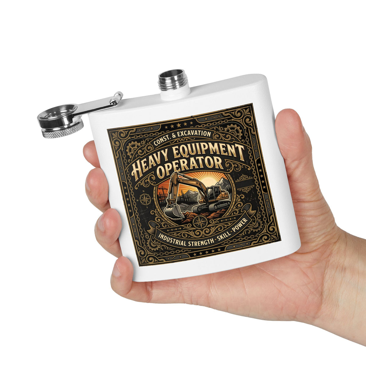 Heavy Equipment Operator Flask — 6oz Stainless Steel Hip Flask - DCA0422