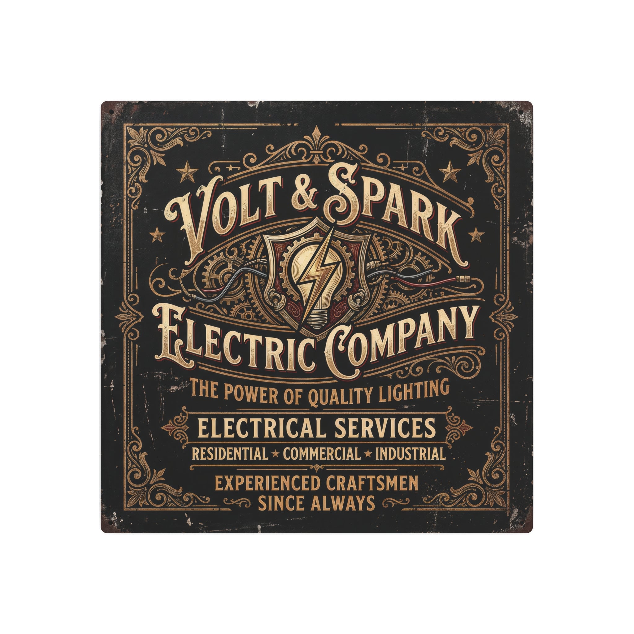 Electrician - Volt & Spark Electric Company Vintage Metal Sign — Retro Electrician Wall Art - DCA0430